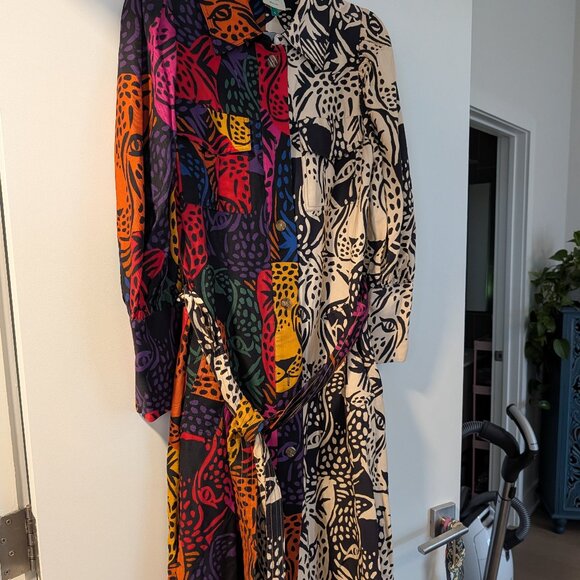 FARM RIO Mixed Midnight Leopards Midi Dress, size S - Picture 4 of 16